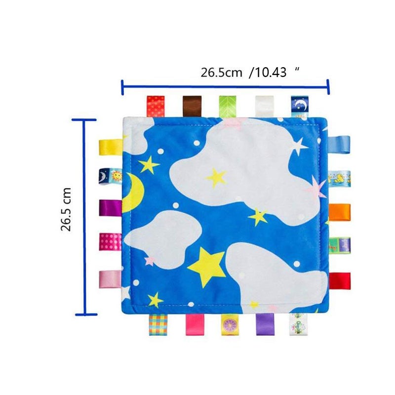 VOBRAMY Blue Baby Tag,Baby Taggy Blanket - Blue with Cloud Tag, Taggy Blanket Best Gift for Newborn Boy and Girls - Image 5